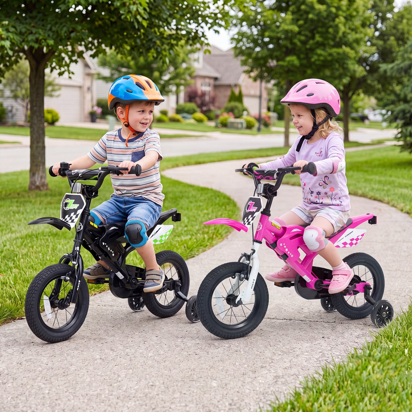 12 Inch Kids Bike Motorcycle-Inspired for Boy Girl Ages 3-4 Years-Black