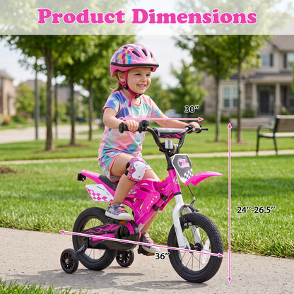 12 Inch Kids Bike Motorcycle-Inspired for Boy Girl Ages 3-4 Years-Black