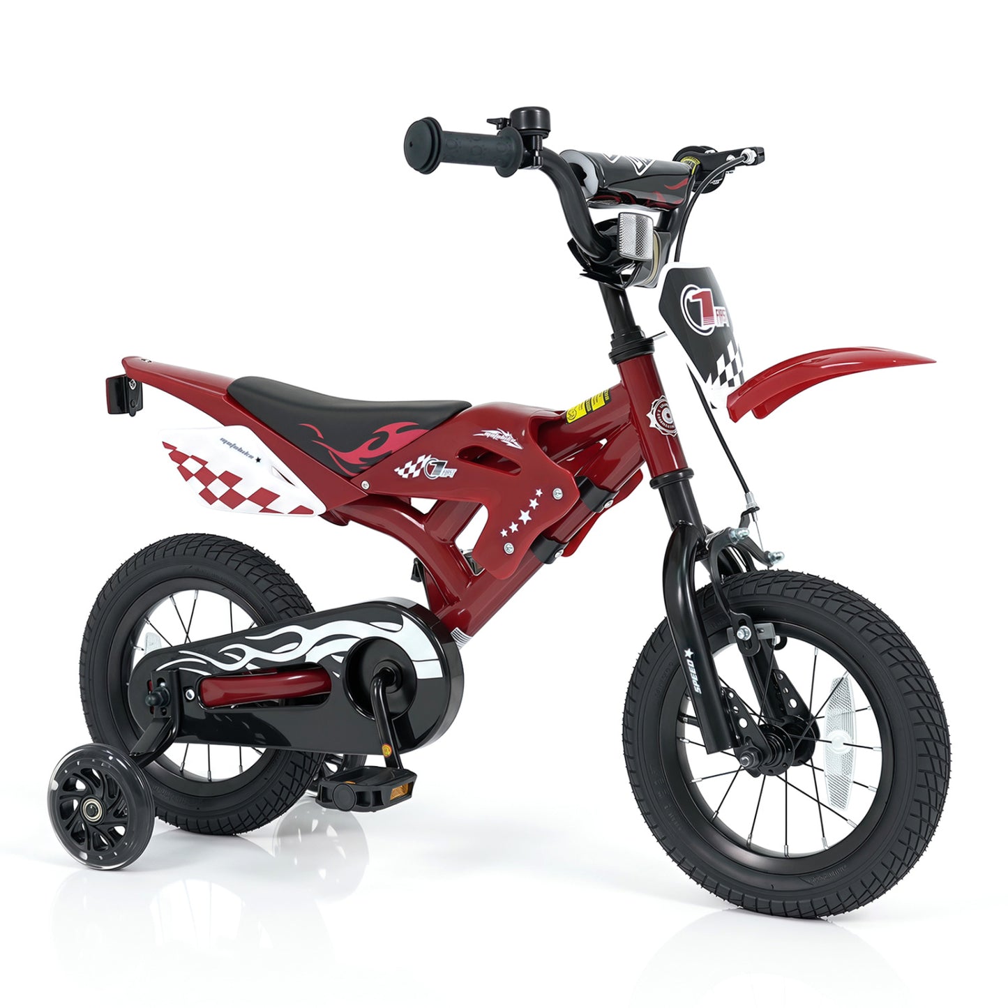 12 Inch Kids Bike Motorcycle-Inspired for Boy Girl Ages 3-4 Years-Black