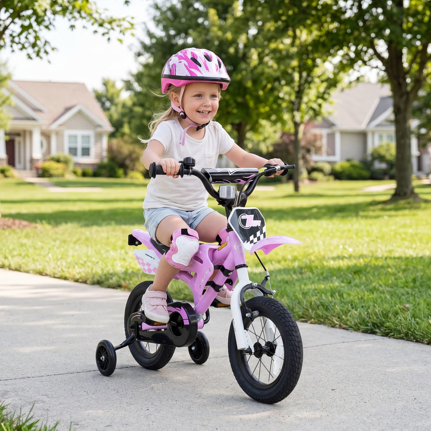 12 Inch Kids Bike Motorcycle-Inspired for Boy Girl Ages 3-4 Years-Black
