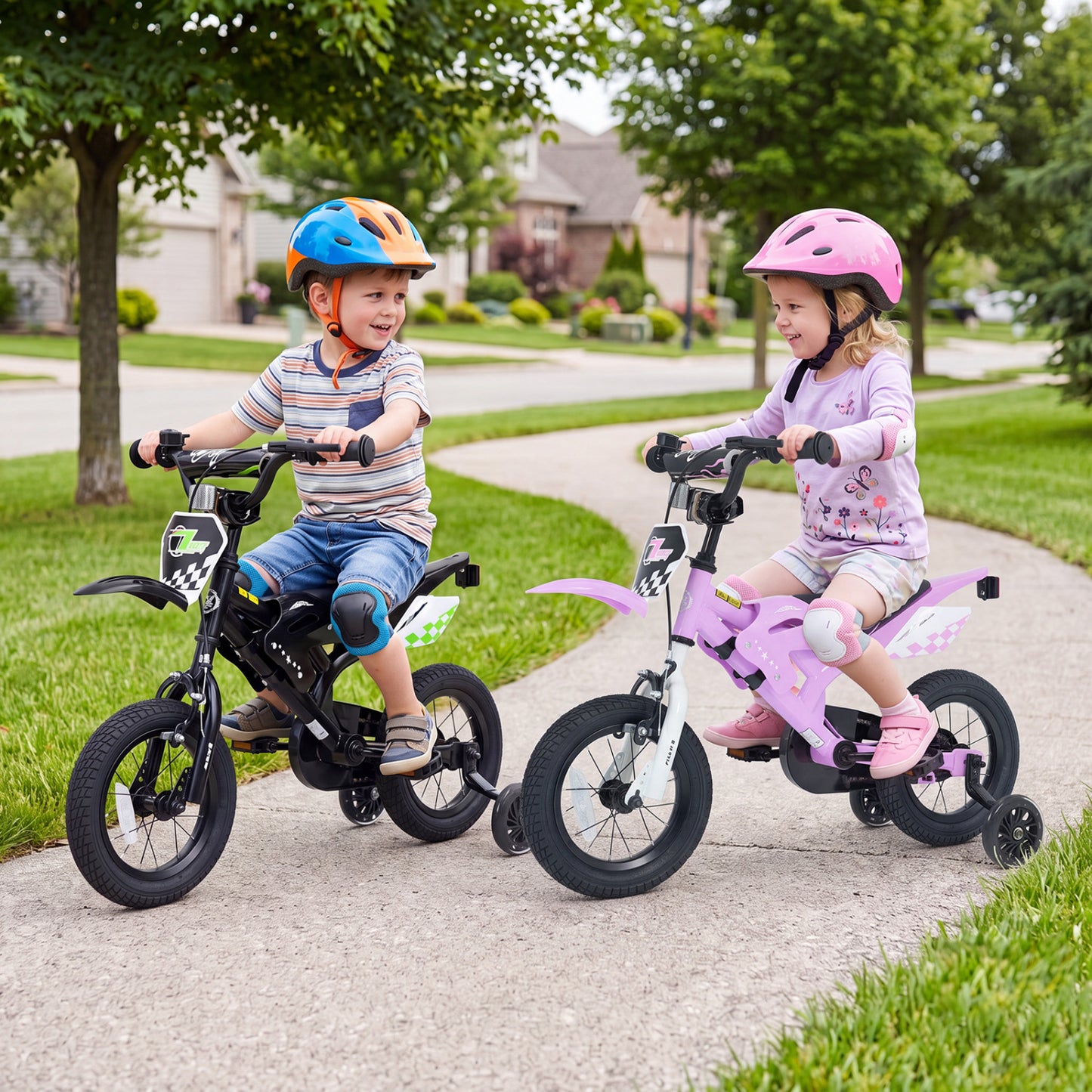 12 Inch Kids Bike Motorcycle-Inspired for Boy Girl Ages 3-4 Years-Black