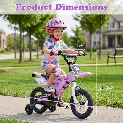 12 Inch Kids Bike Motorcycle-Inspired for Boy Girl Ages 3-4 Years-Black