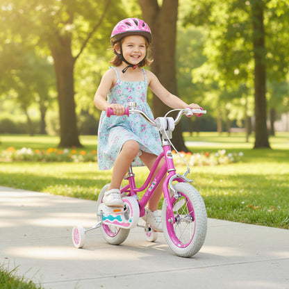 12 Inch Kids Bike for Aged 3-8 Years Old with Adjustable Handlebar Pink- Starlight Wave