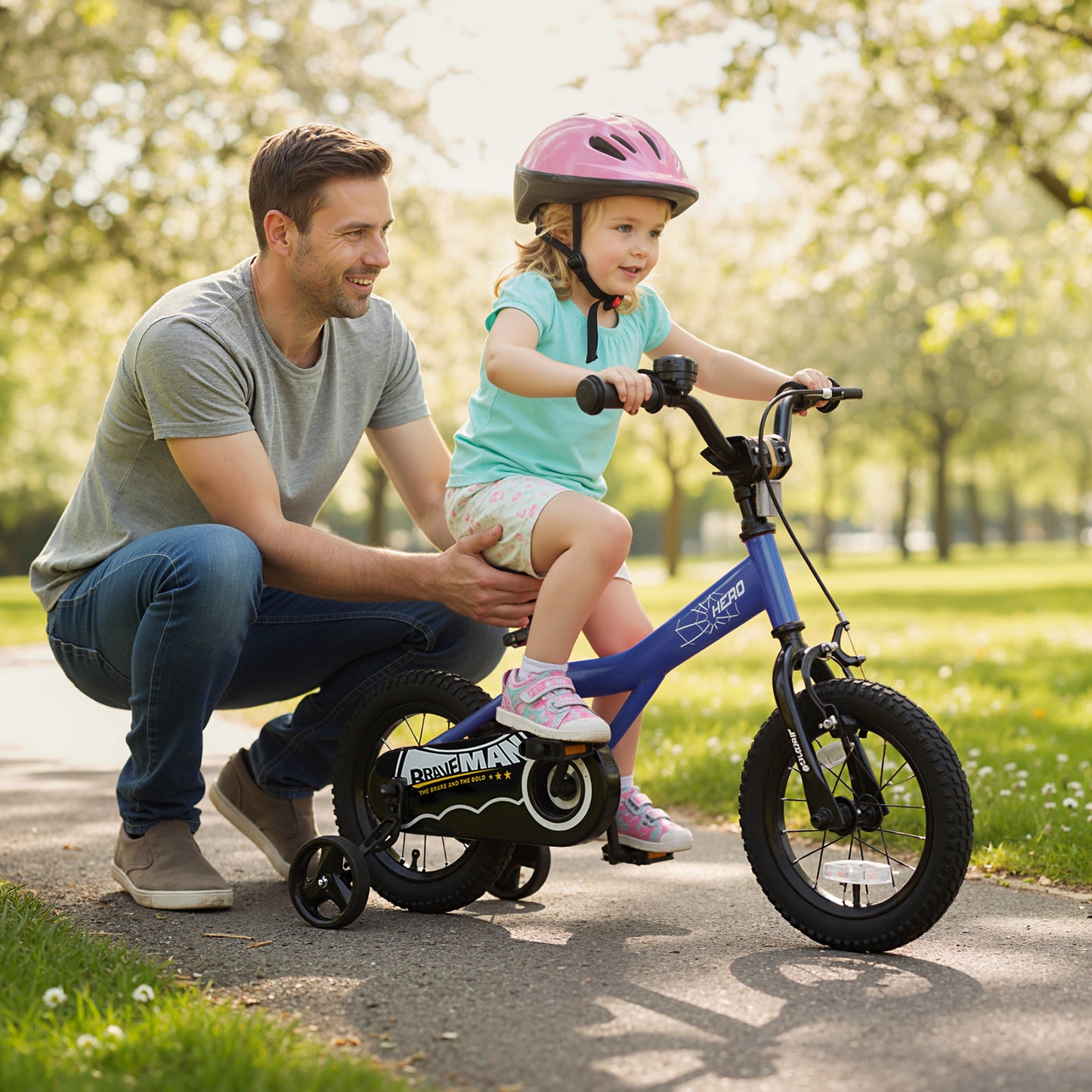 16-Inch Kids Bike with Removable Training Wheels Navy - Brave Hero