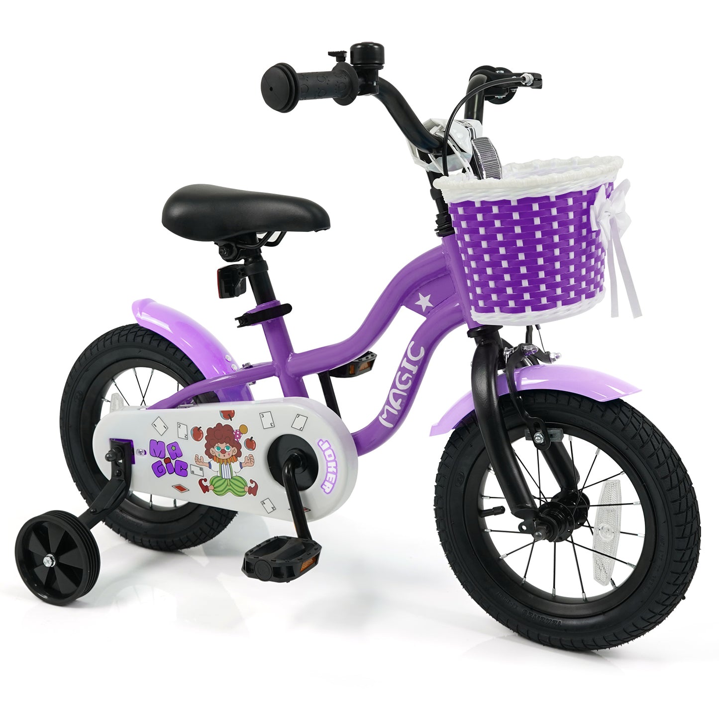 16 Inch Kids Bike with Training Wheels for Aged 4-7 Years Old - Magic Purple