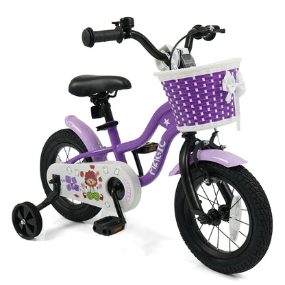 12 Inch Kids Bike with Training Wheels for Aged 3-4 Years Old - Magic Purple