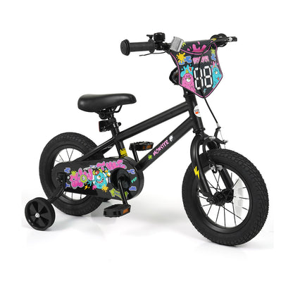 12 Inch Kids Bike with Training Wheels for Ages 3-4 Years Old Black- Street Art Time