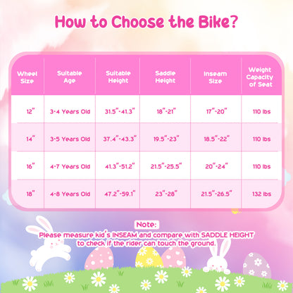 12 Inches Girls Bike with Front Bag and Streamers for 3-4 Years Pink