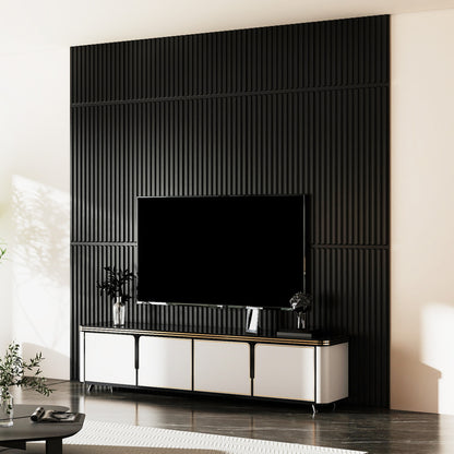 12-Pack PVC Slat Wall Panels for Interior Wall Decoration for Living Room and TV Background-Black