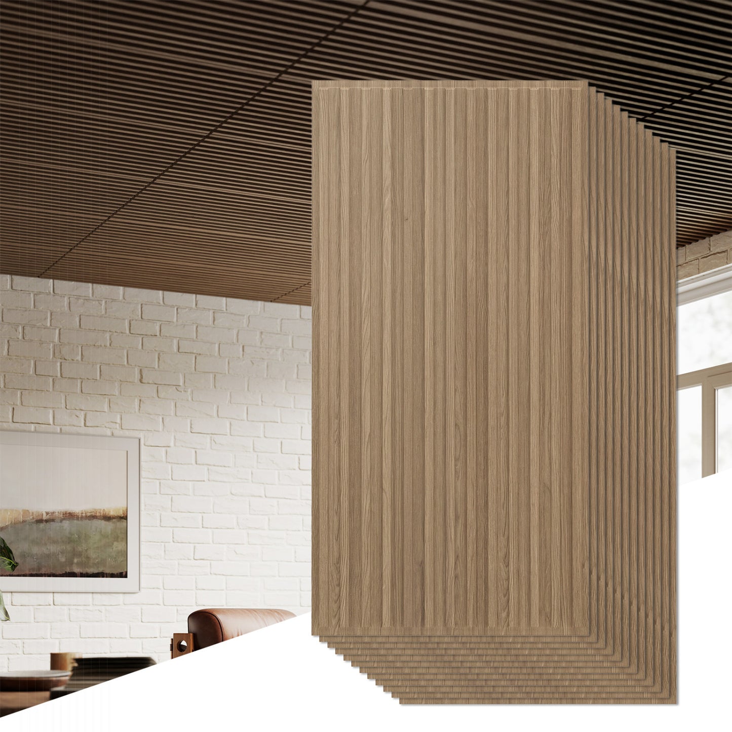 12-Pack PVC Slat Wall Panels for Interior Wall Decoration for Living Room and TV Background-Black