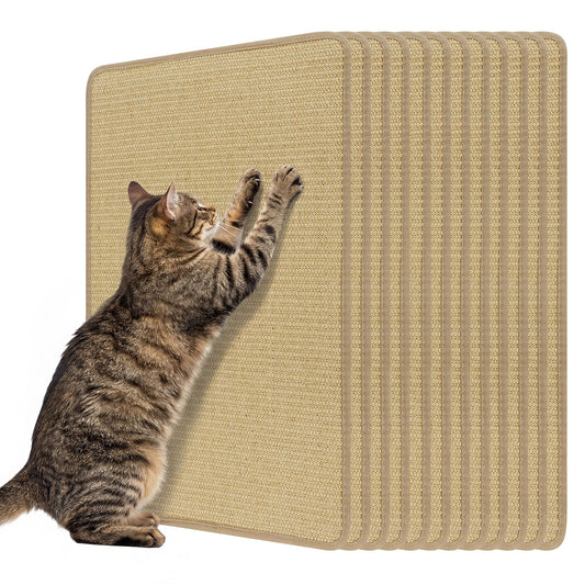 Set of 12 natural sisal cat scratcher mats, 24 x 16 inches each, designed for scratching and playing, ideal for cats' claws.