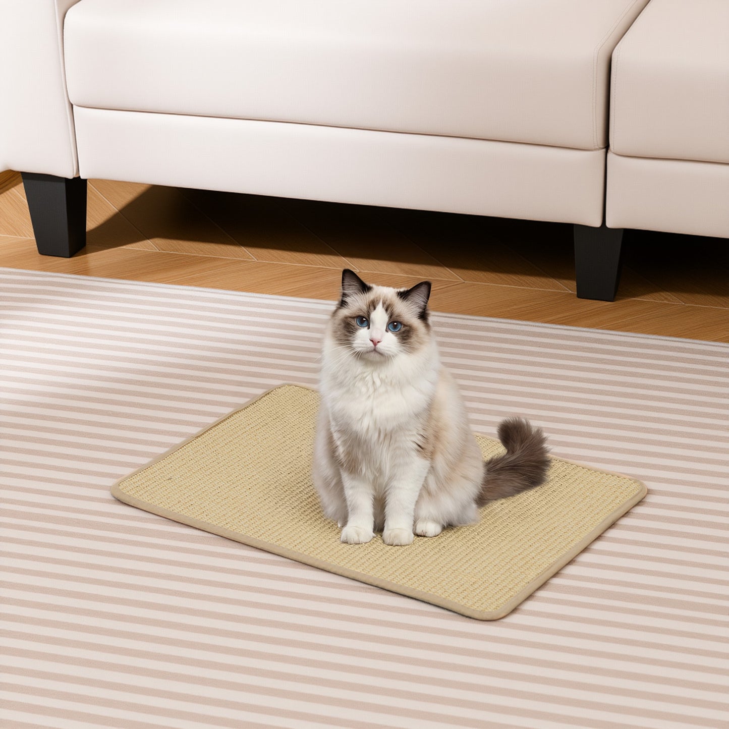 12 Pieces Cat Scratcher Mat Set 24  x 16 Inch Natural Sisal Pads