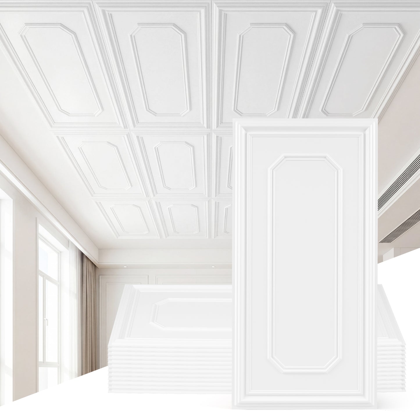 12 Pieces Ceiling Tiles Decorative PVC Ceiling Covering Panels