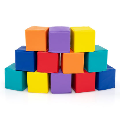 12 Pieces Soft Foam Building Blocks Climbing Foam Cubes Set for Kids-Deep Multicolor