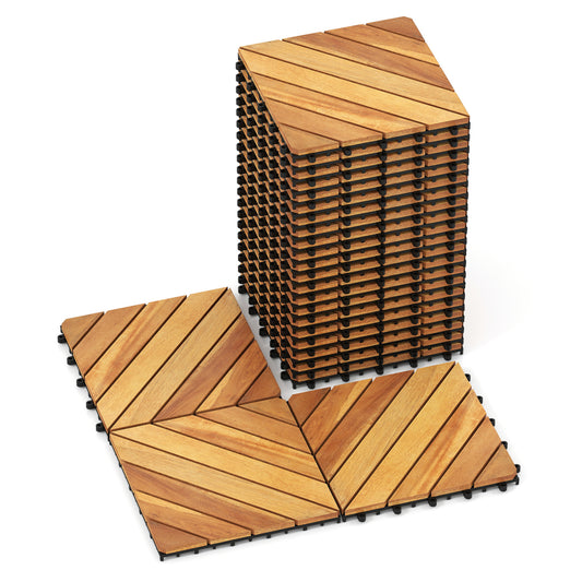 12 x 12 Inch 24 Pieces Acacia Wood Interlocking Deck Tiles with Waterproof Design-Natural