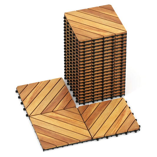 12 x 12 Inch 48 Pieces Acacia Wood Interlocking Deck Tiles with Waterproof Design-Natural