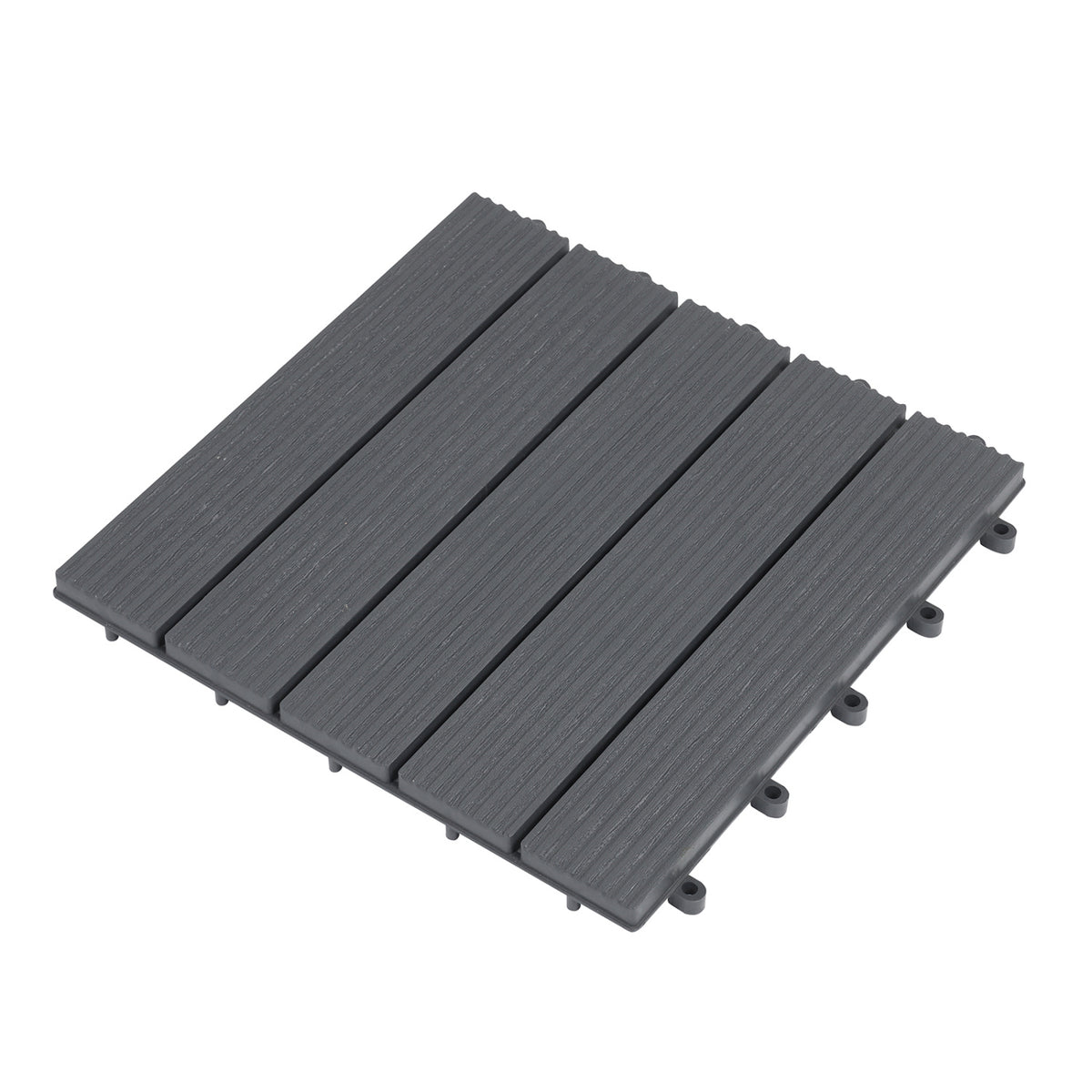 12” x 12” Waterproof PP Plastic Interlocking Deck Tiles for Patio-Gray