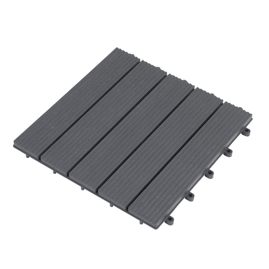 12” x 12” Waterproof PP Plastic Interlocking Deck Tiles for Patio-Gray