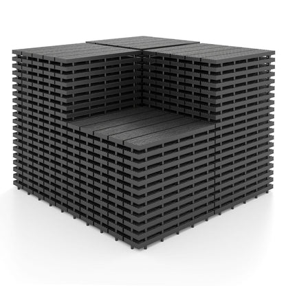 Gray 12x12 waterproof PP plastic interlocking deck tiles for patio, set of 2, suitable for outdoor decking and flooring.