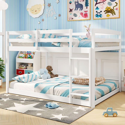Full Over Full Bunk Bed Low-to-ground Bunk Bed-Gray