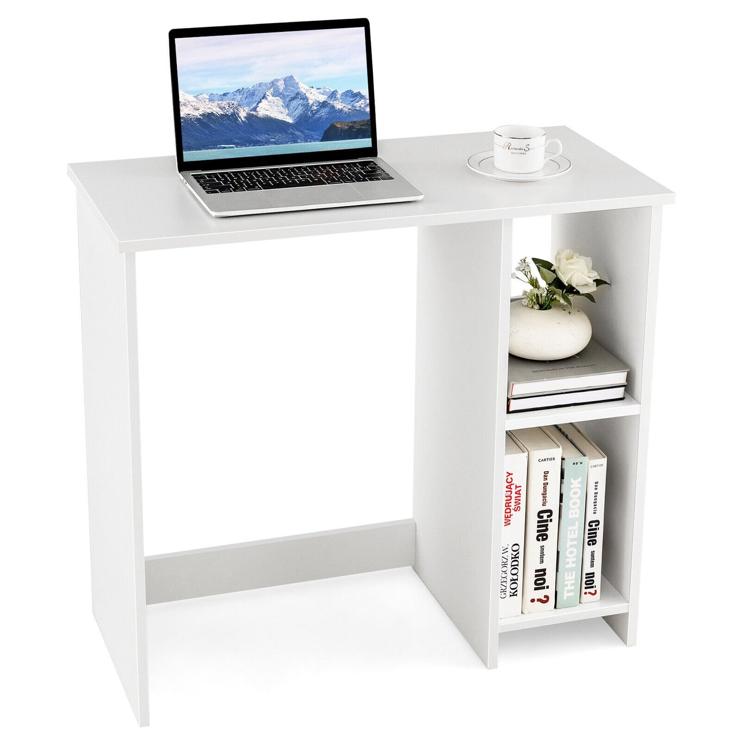 31.5 Inch  Modern Home Office Desk with 2 Compartments-Black