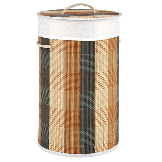 Multicolor 13.2-gallon laundry hamper with removable, machine-washable liner, ideal for bath and laundry storage.