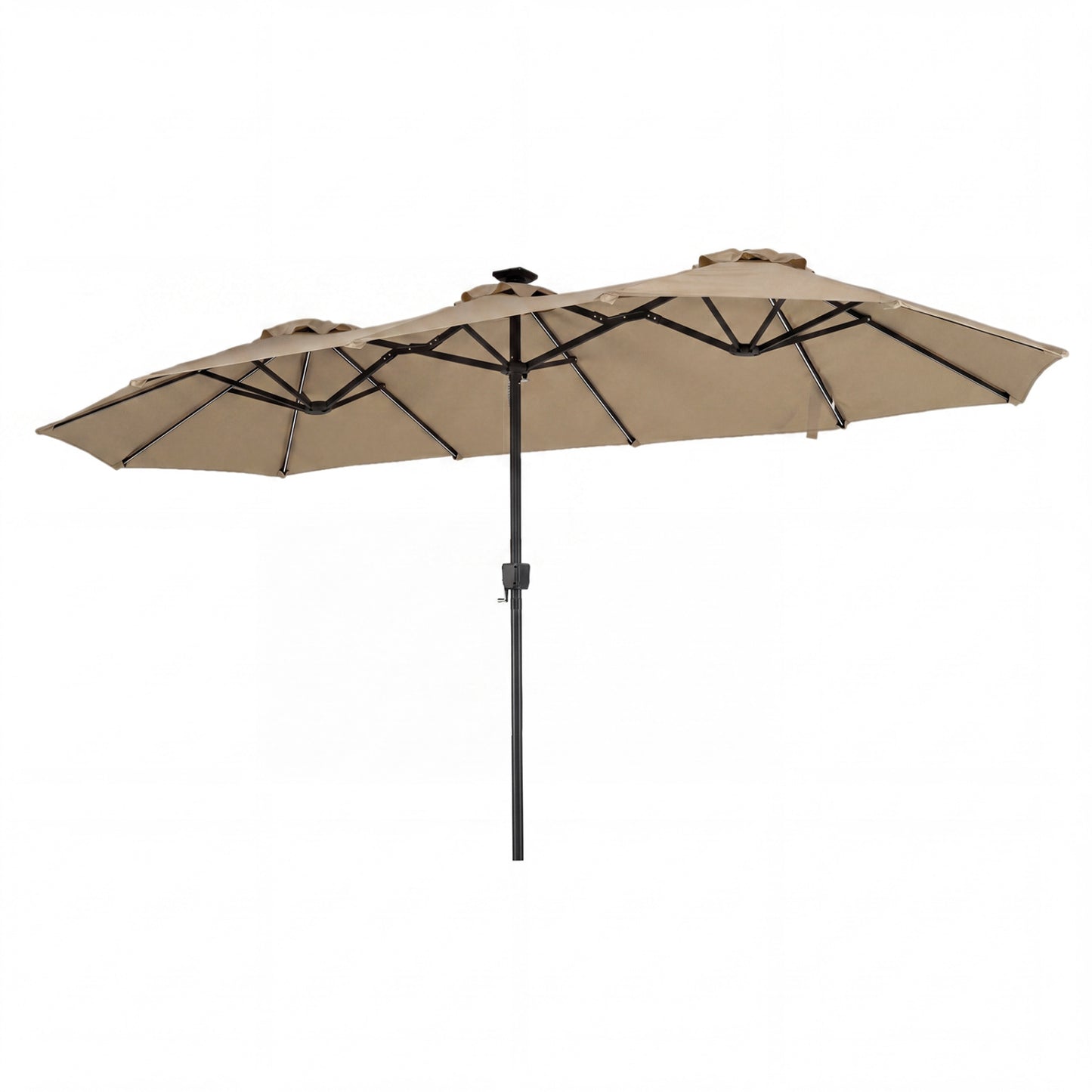 13 FT Double-Sided Patio Umbrella with Color-Changing Flowing Solar LED Lights-Beige