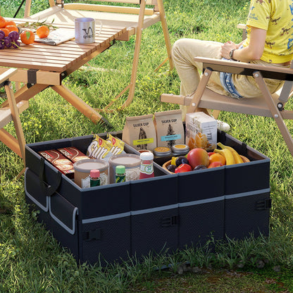 13 Gallon Car Trunk Organizer with Removable Divider and 6 Pockets-Black