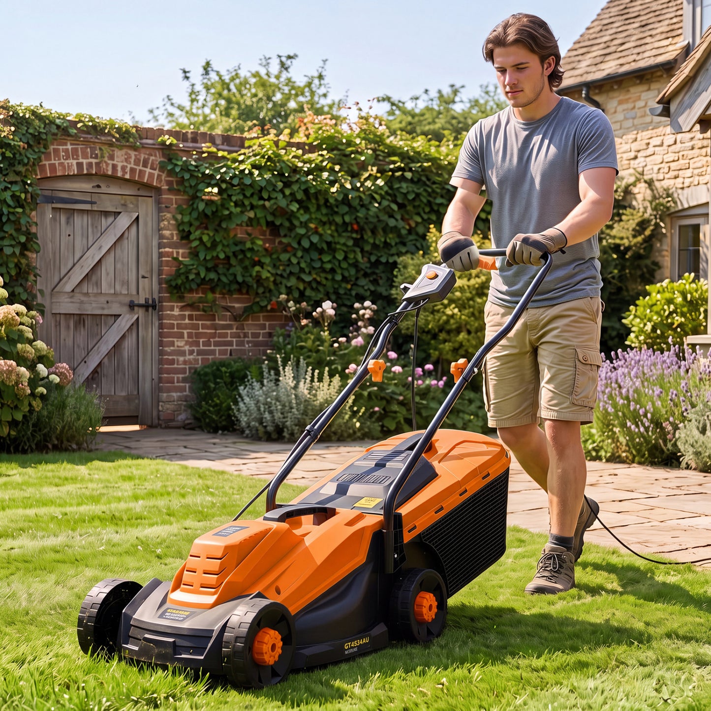 13-Inch 12-Amp Corded Electric Lawn Mower with 3-Position Height Adjustment-Green