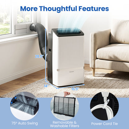 Black 14000 BTU WiFi-enabled portable air conditioner with dehumidifier and 24-hour timer by Direct Wilsons Home Store.