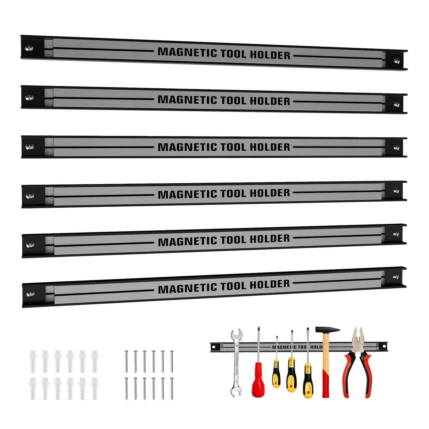 18 Inch Magnetic Tool Holder Strip with Mounting Screws-Black