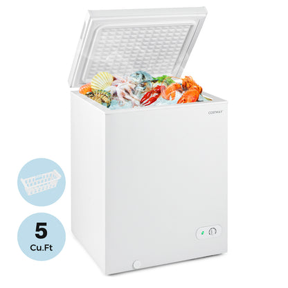141 L/5 Cu.Ft Compact Chest Freezer with 7-Gear Adjustable Temperature-White