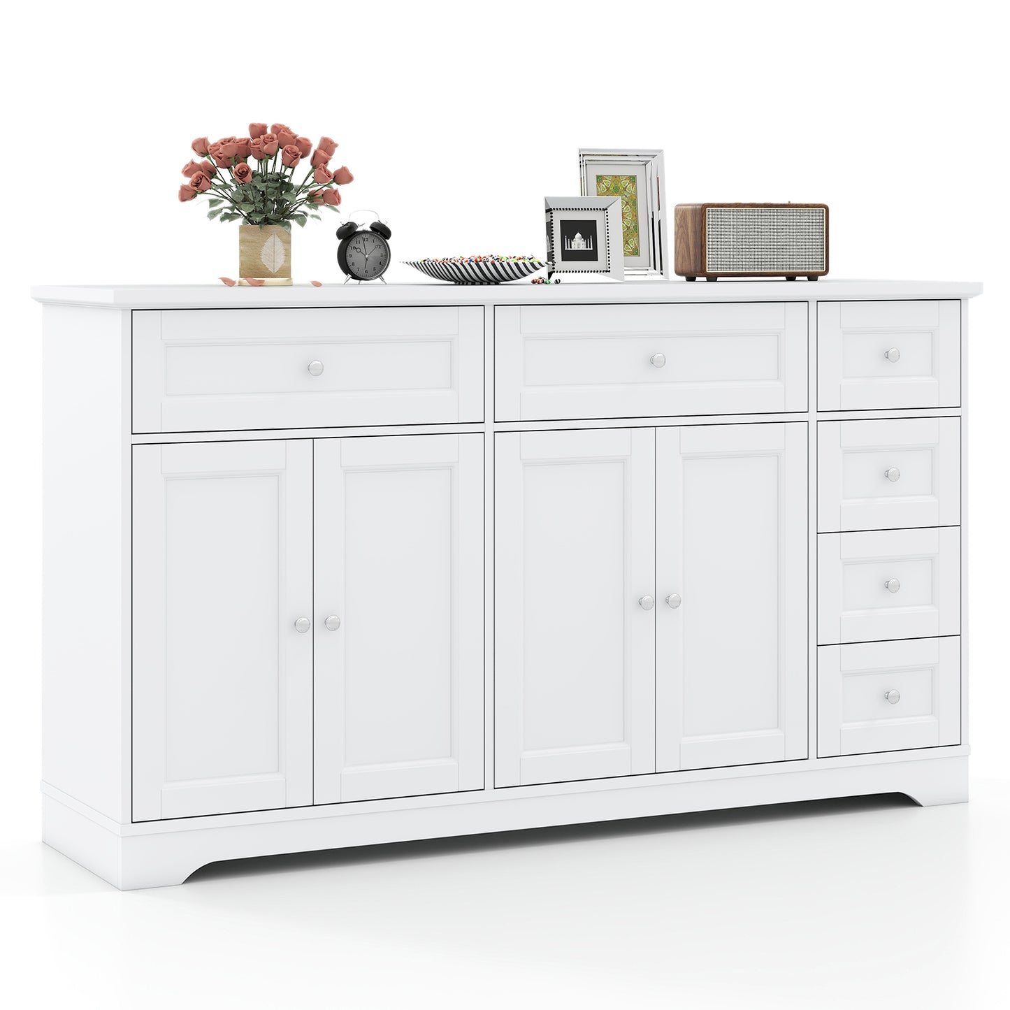 Buffet Sideboard 59" Modern Coffee Bar Station Console Table-Black