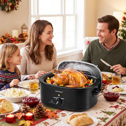 1450W 17 L Electric Roaster Featuring Self-Basting Lid Holds up to 13.2 LBS Turkey-Black
