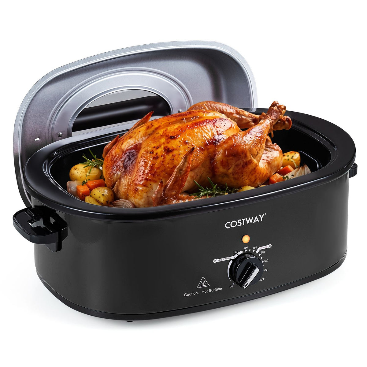 1450W 17 L Electric Roaster Featuring Self-Basting Lid Holds up to 13.2 LBS Turkey-Black
