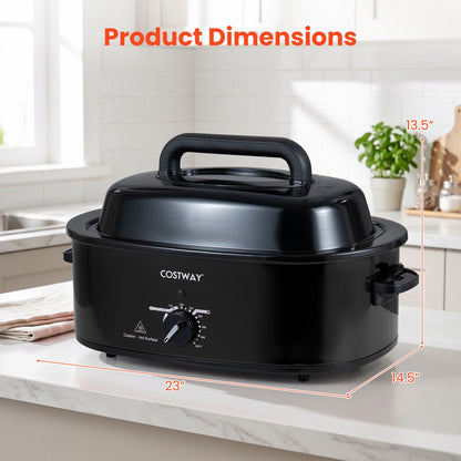 1450W 17 L Electric Roaster Featuring Self-Basting Lid Holds up to 13.2 LBS Turkey-Black