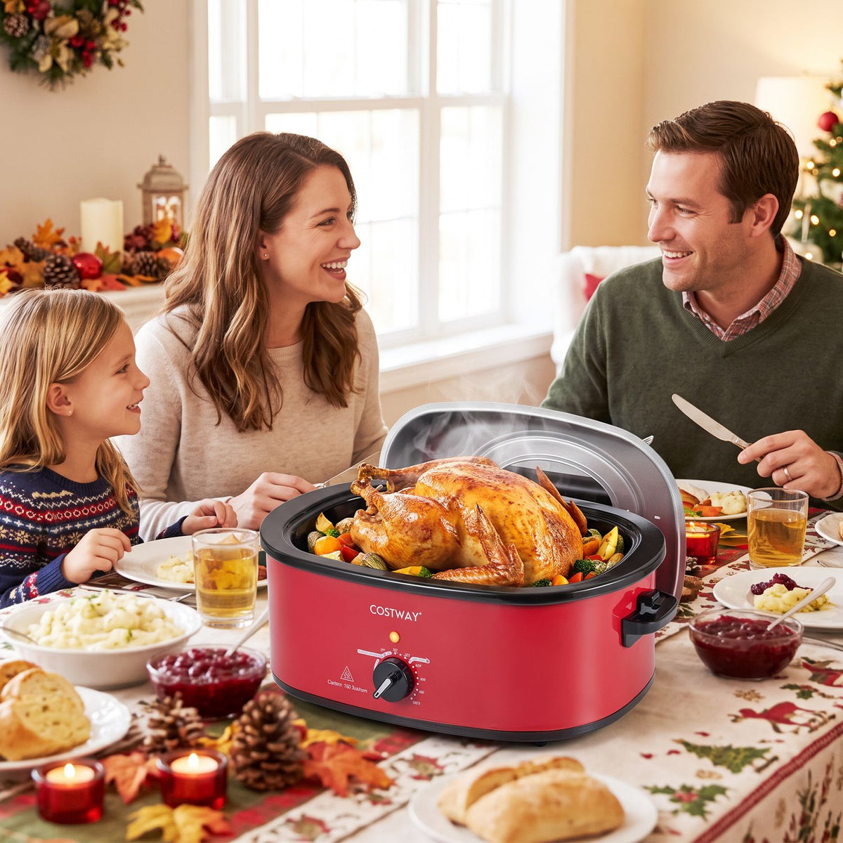1450W 17 L Electric Roaster Featuring Self-Basting Lid Holds up to 13.2 LBS Turkey-Black