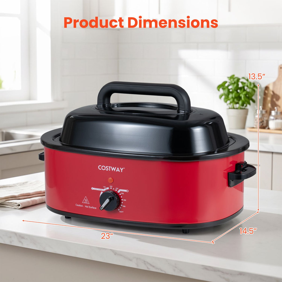 1450W 17 L Electric Roaster Featuring Self-Basting Lid Holds up to 13.2 LBS Turkey-Black