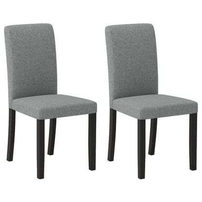 Dining Chair Set of 2 Mid-Century Modern Chairs with Rubber Wood Legs-Gray
