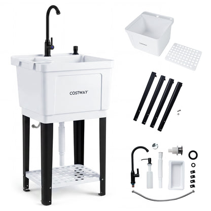 14.5-gallon utility sink with rotating faucet and adjustable legs, outdoor laundry tub by Direct Wilsons Home Store.