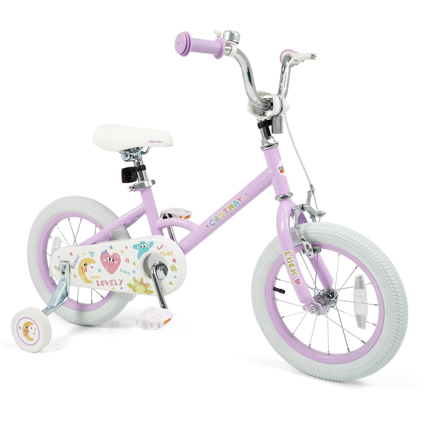 12/14/16/18 Inch Kids Bike Adjustable for 3-8 Years Old Children Purple - Stars & Moon-16 inch