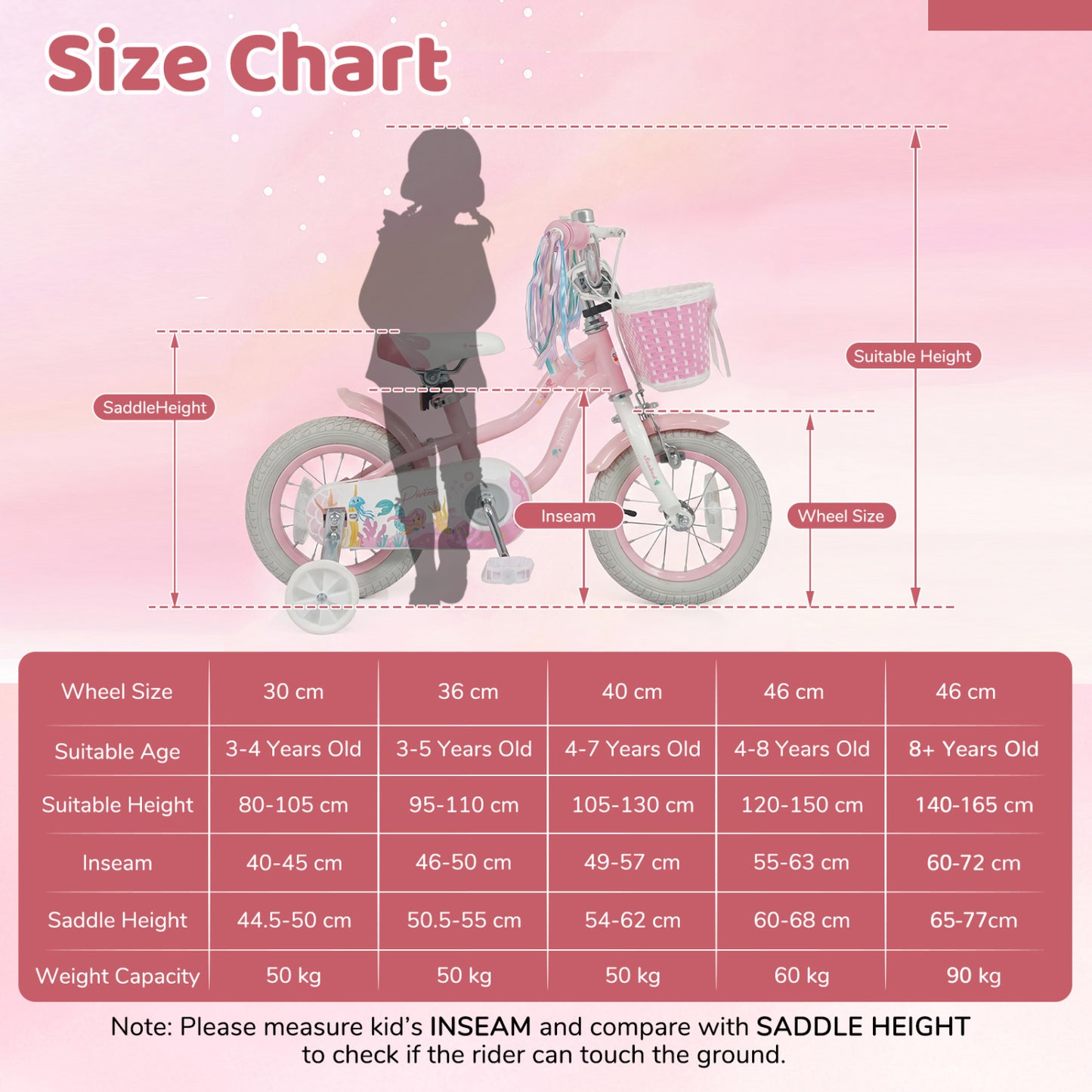 14 Inch Kids Bike Adjustable with Basket and Streamers for Girls Aged 3-5 Years Old Pink