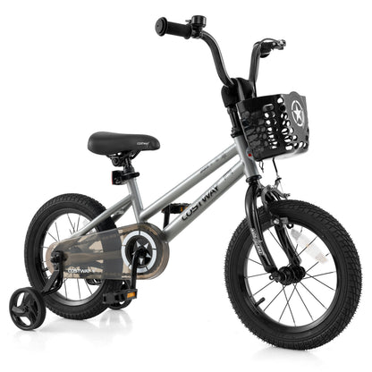 14-inch kids bike by Wilsons Home Store with adjustable seat and transparent chain cover, suitable for 4-5 year olds.