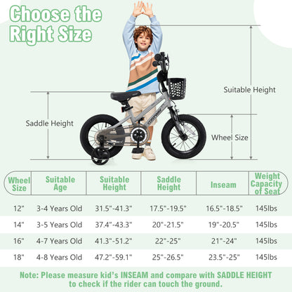 14-inch kids bike by Wilsons Home Store with adjustable seat and transparent chain cover, suitable for 4-5 year olds.