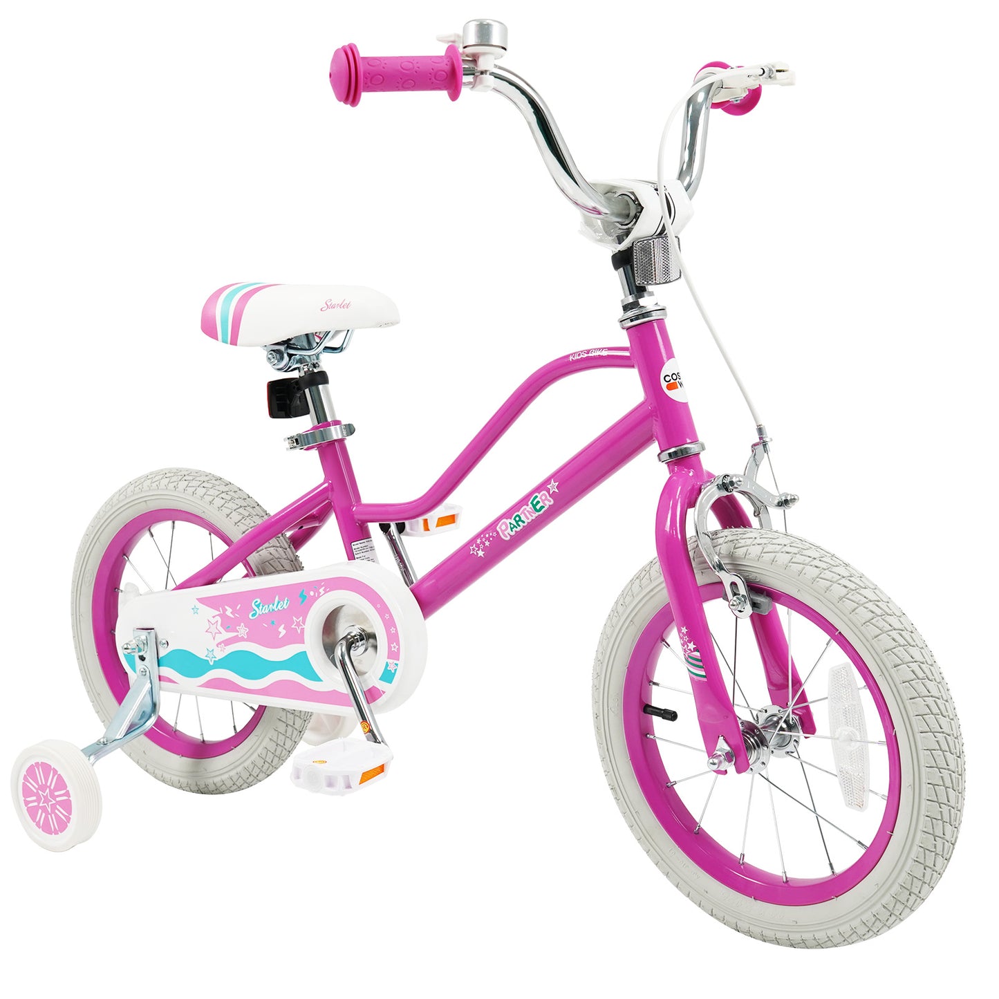 14 Inch Kids Bike for Aged 3-8 Years Old with Adjustable Handlebar Pink- Starlight Wave