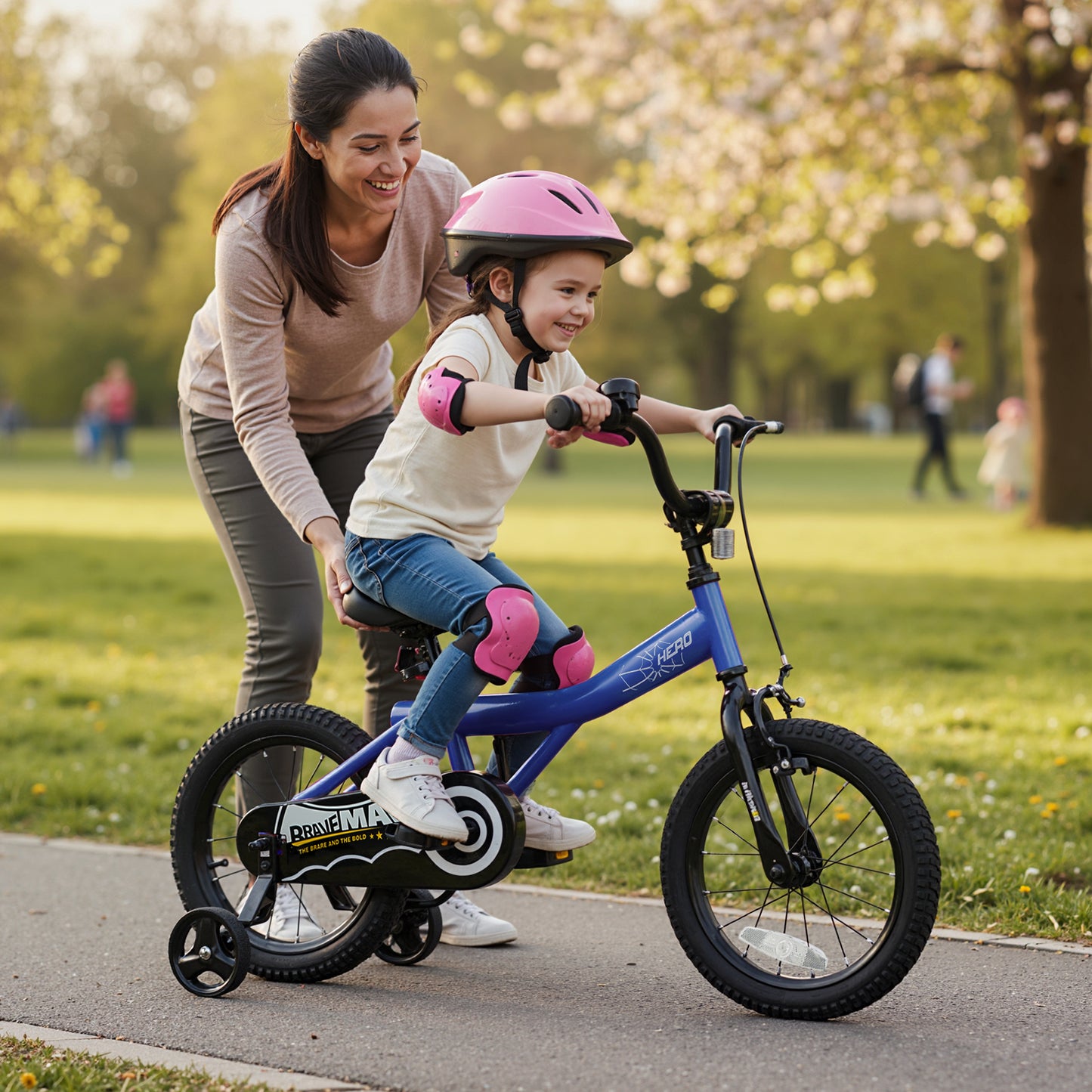 16-Inch Kids Bike with Removable Training Wheels Navy - Brave Hero