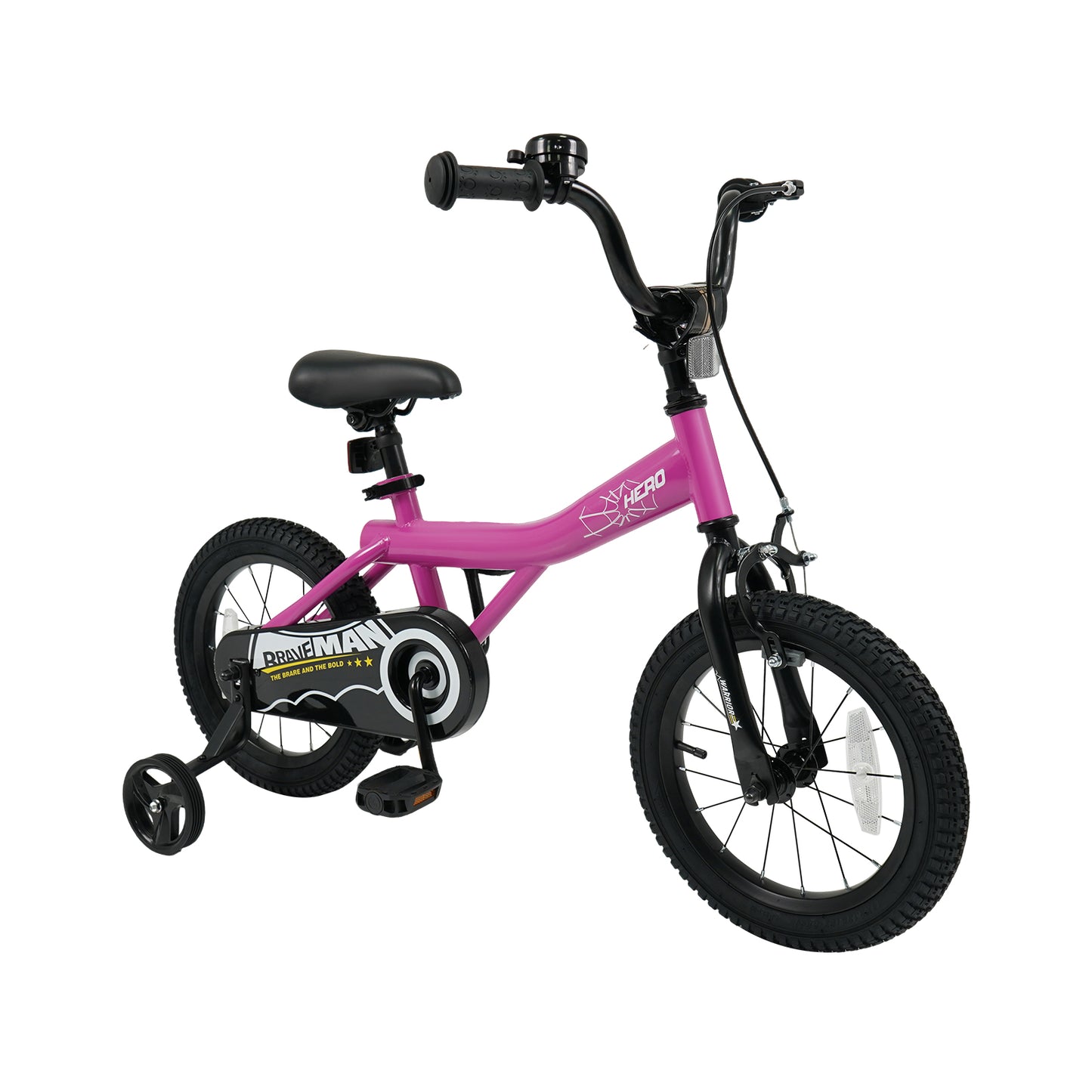 12-Inch Kids Bike with Removable Training Wheels Pink-Brave Hero