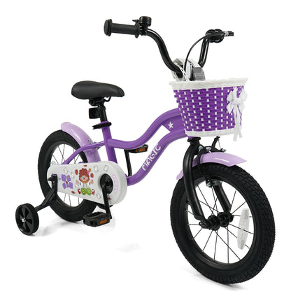 14 Inch Kids Bike with Training Wheels for Aged 3-5 Years Old - Magic Purple