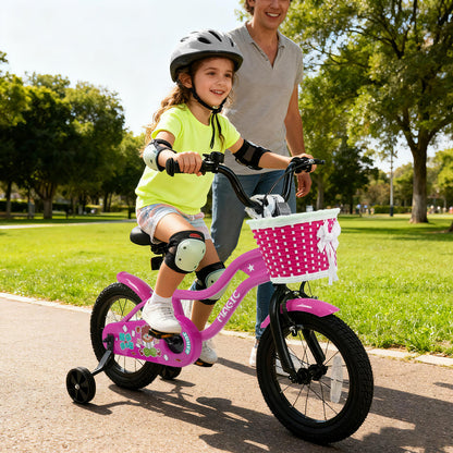 14 Inch Kids Bike with Training Wheels for Aged 3-5 Years Old - Magic Rose