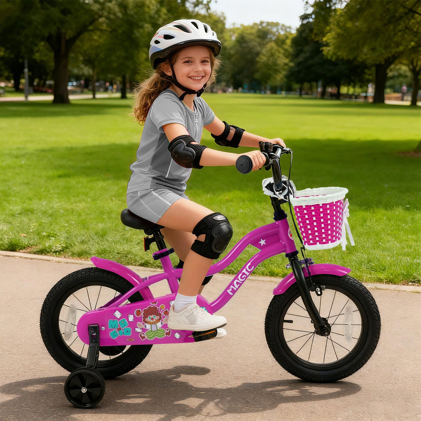 14 Inch Kids Bike with Training Wheels for Aged 3-5 Years Old - Magic Rose